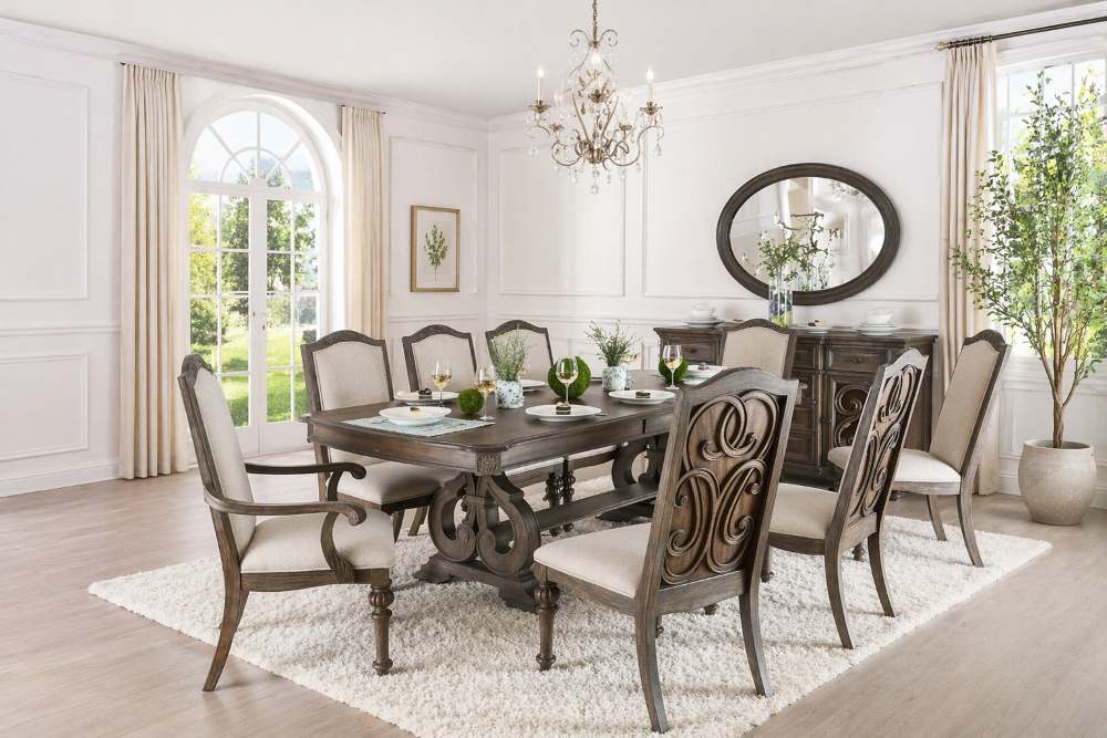 Arcadia French Country Rustic Brown 7-Piece Dining Room Set