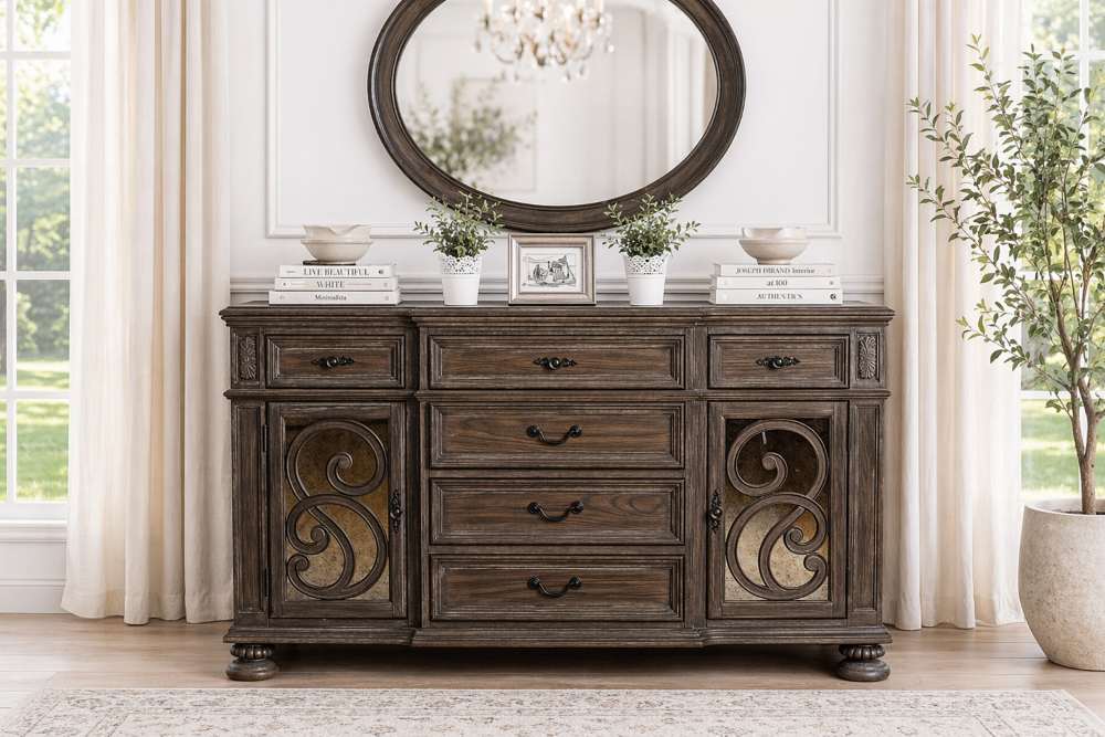 Arcadia French Country Rustic Brown 7-Piece Dining Room Set