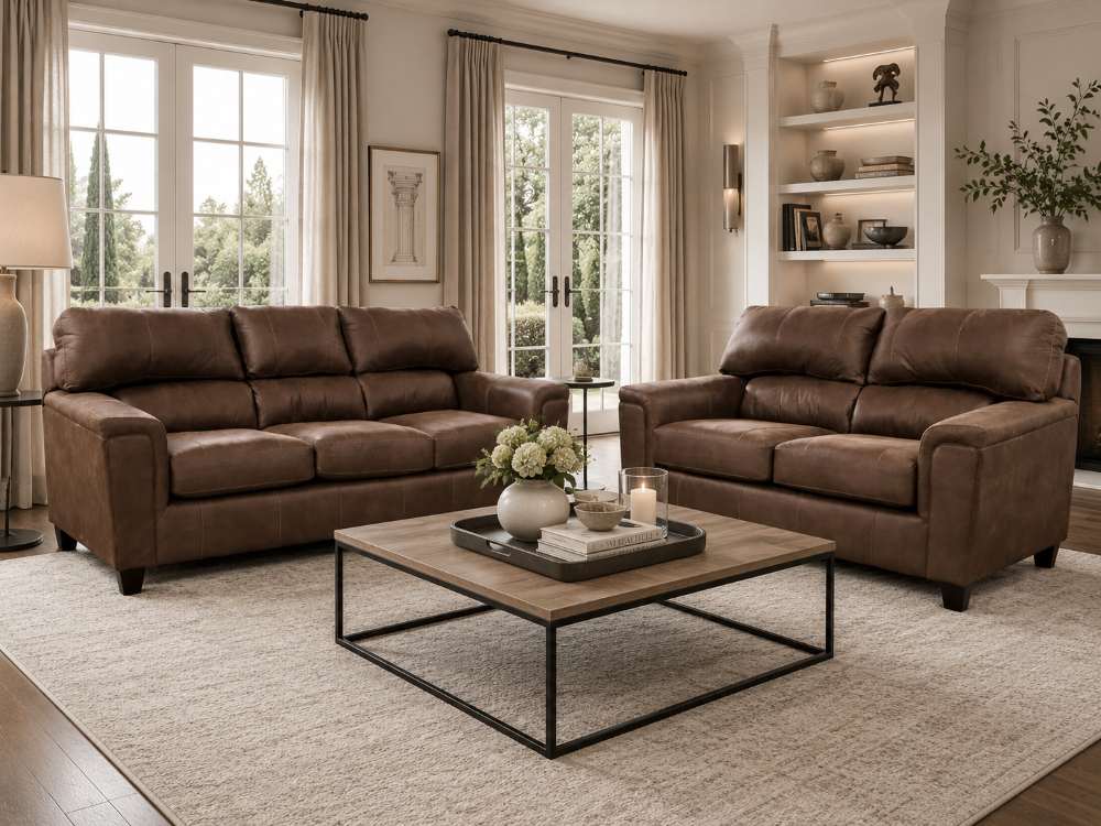 Asher Brown Sofa and Love Seat Set Asher Brown Sofa and Love Seat Set