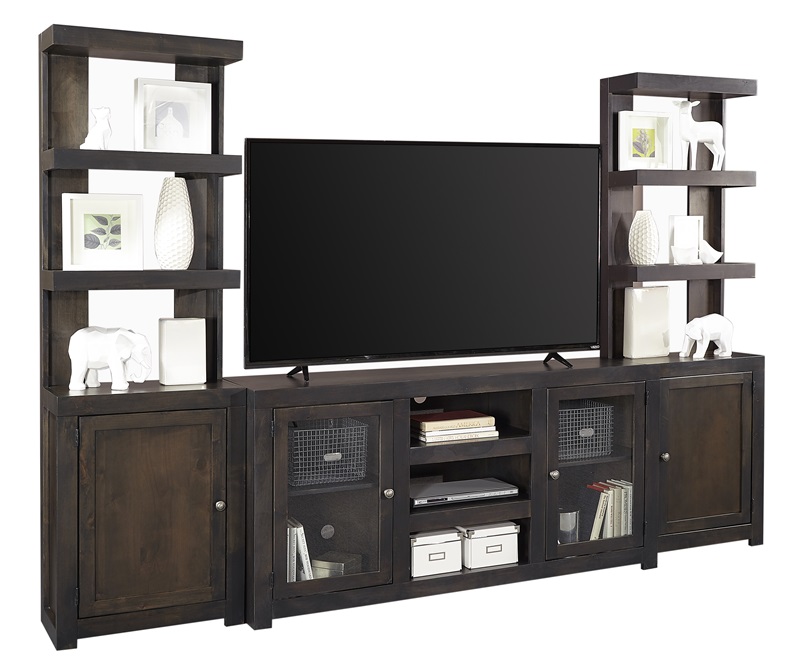 Avery Loft Entertainment Center with Open Piers in Black
