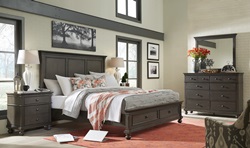 Oxford Peppercorn Panel Bedroom Set with Storage Bed