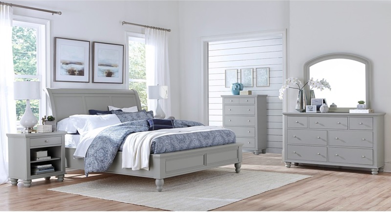 Cambridge Sleigh Bedroom Set in Grey