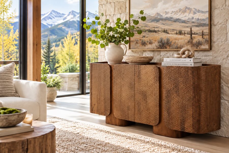 Aspen Ridge 72-Inch All-Wood Modern Lodge Console Cabinet Aspen Ridge 72-Inch All-Wood Modern Lodge Console Cabinet