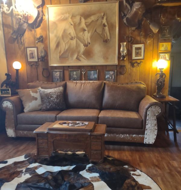 Austin Western Rustic Cowhide Sofa