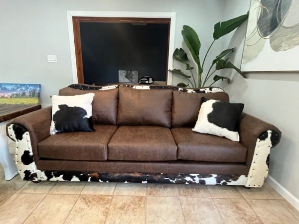 Austin Western Cowhide Sofa & Love Seat Set in Brown