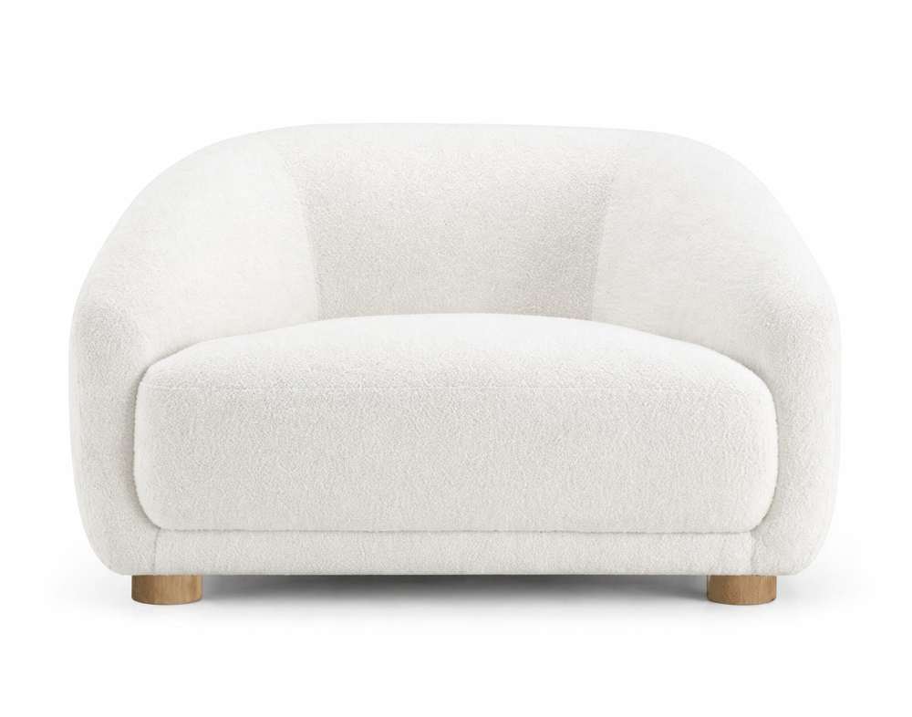 Avery White Boucle Contemporary Luxe Sofa Set