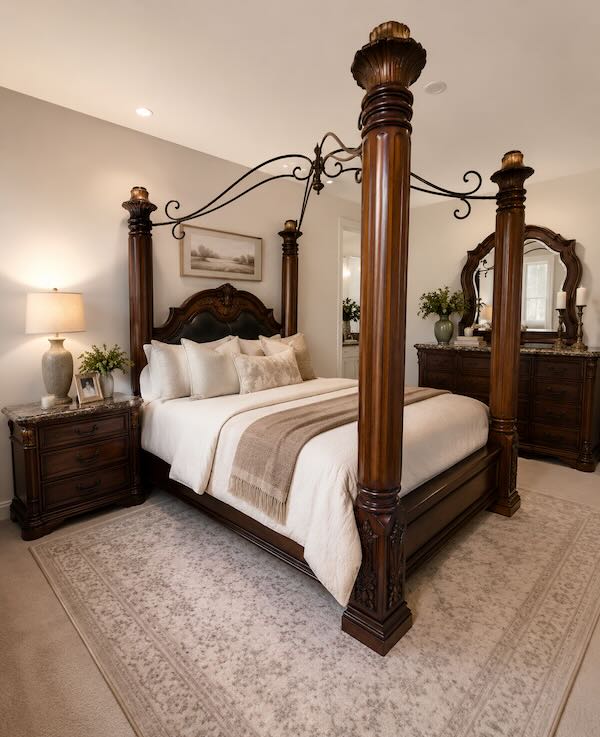 B6005 Grand Estate Large Canopy Four Post Bedroom Set