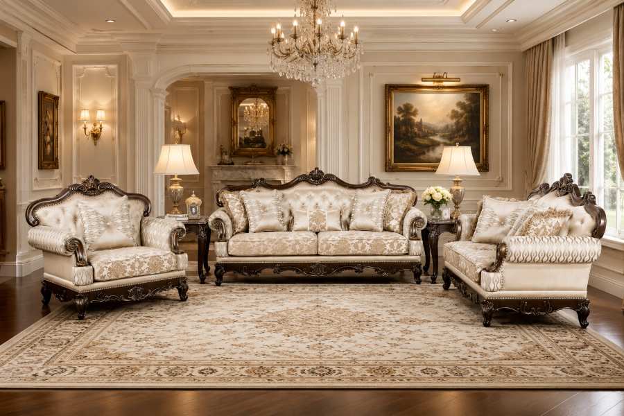 Balthasar Formal Sofa Set with Wood Trim Balthasar Formal Sofa Set with Wood Trim