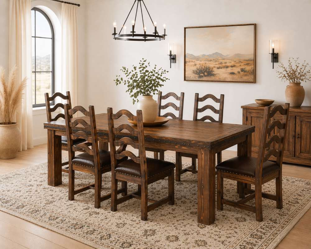 Bandera Western Farmhouse Rustic 7-Piece Dining Set