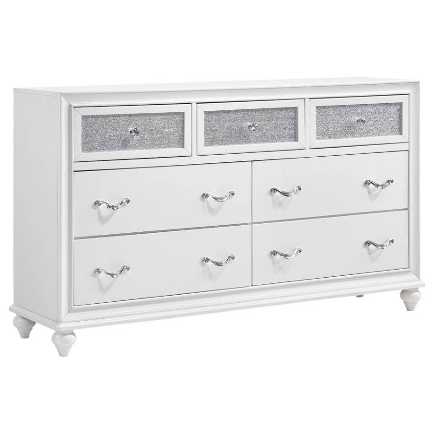 Barzini White Glam Contemporary Bedroom Set