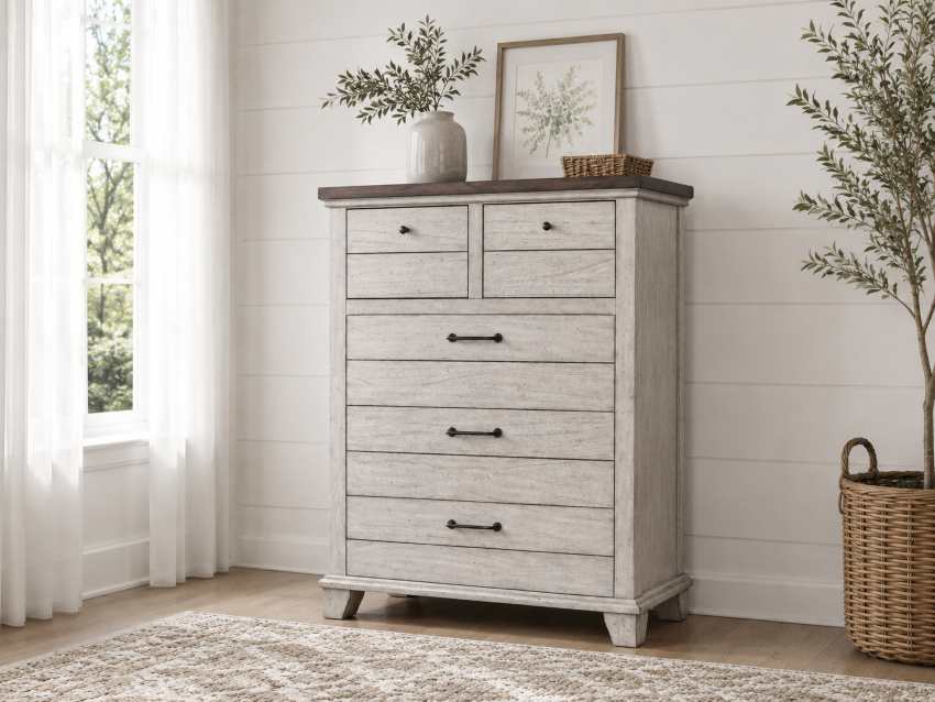 Bear Creek Bedroom Set in Rustic White Smoke