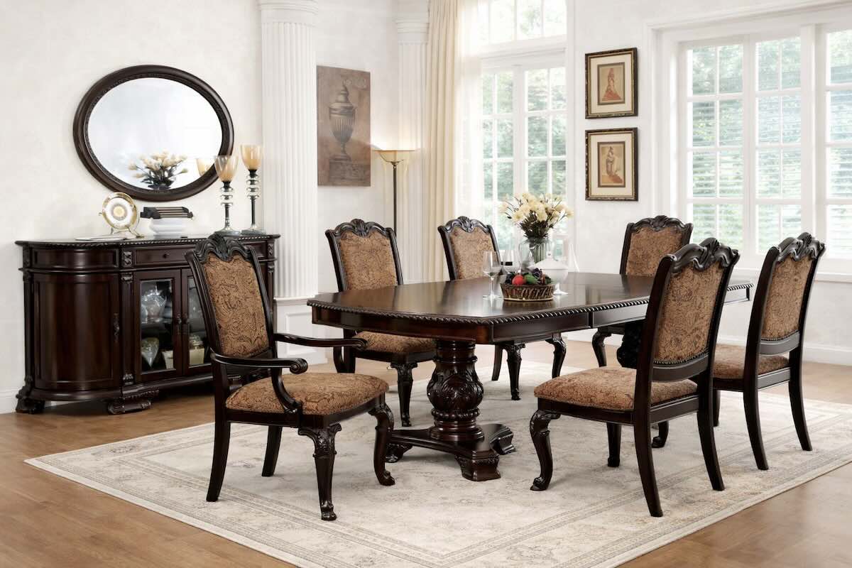 Bellagio Traditional European Double Pedestal Dining Room Set with Upholstered Chairs Bellagio Traditional European Double Pedestal Dining Room Set with Upholstered Chairs