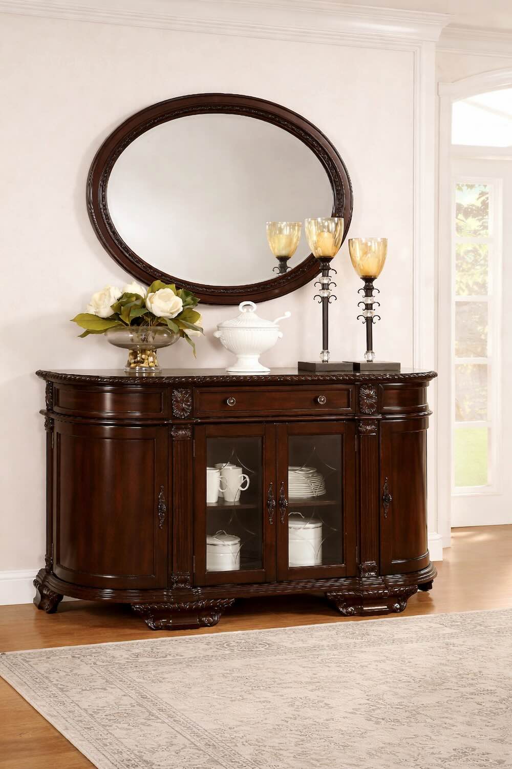 Bellagio Formal Dining Room Set with Dark Brown Chairs