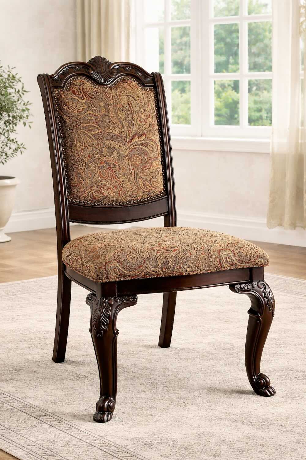 Bellagio Traditional European Double Pedestal Dining Room Set with Upholstered Chairs