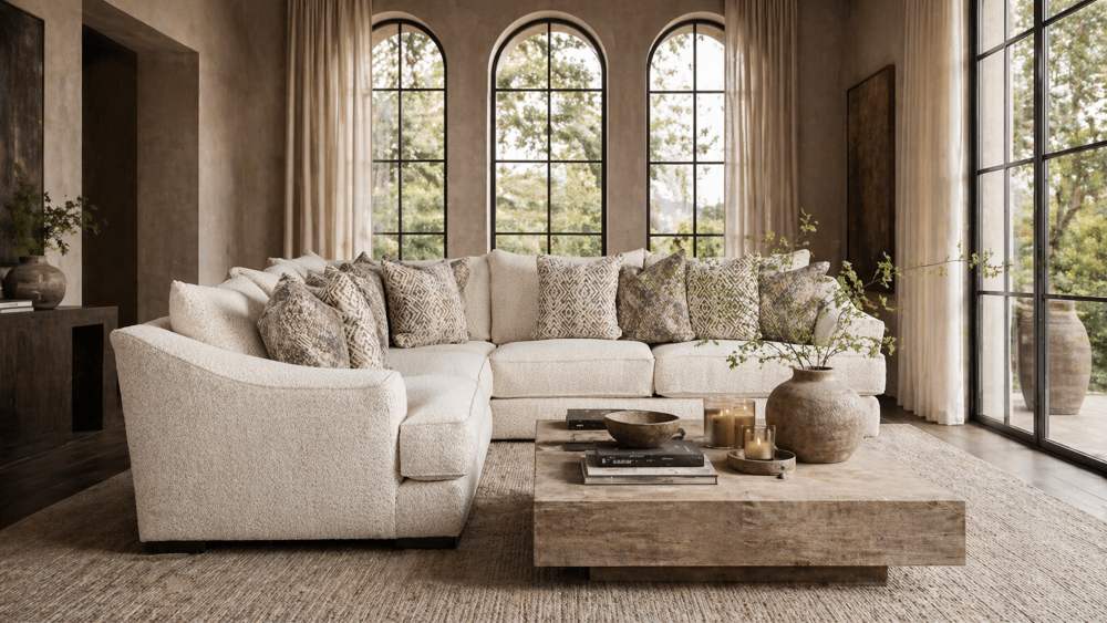 Belmont Contemporary Luxe Off White Boucle Sectional Sofa