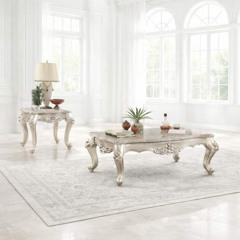 Bently Formal Ornate Living Room Set with Champagne Trim
