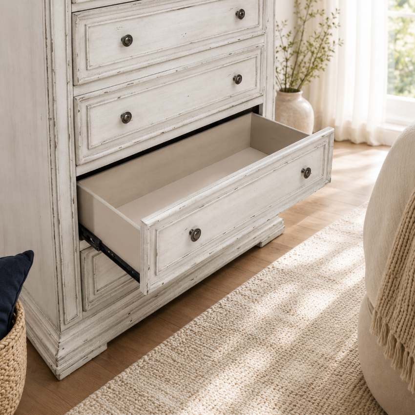 Big Valley Farmhouse Country Bedroom Set in Distressed Whitestone