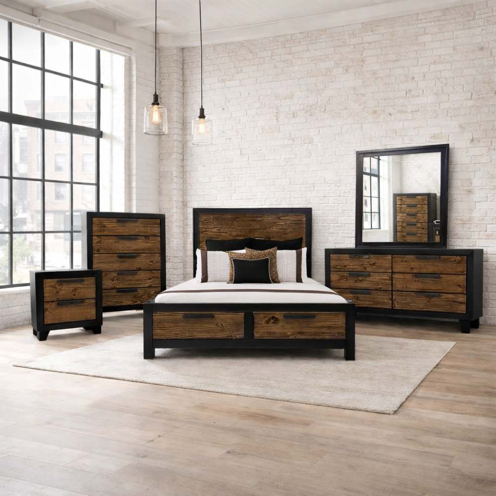 Blackridge Industrial Rustic Bedroom Set with Storage Bed