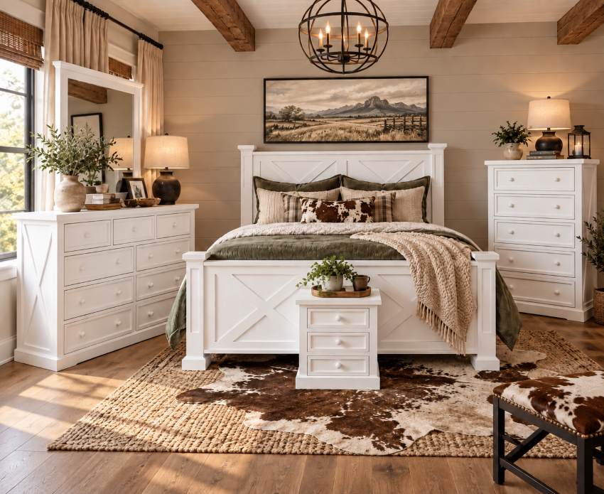 Blanco Creek White Farmhouse Bedroom Set