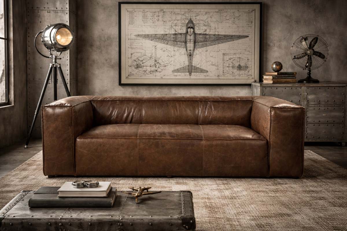 Brancaster Retro Top Grain Leather Brown Sofa Brancaster Retro Top Grain Leather Brown Sofa