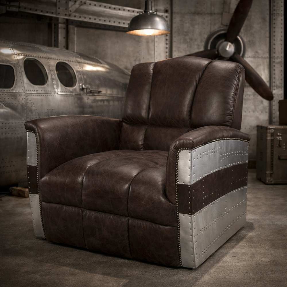 Brancaster Vintage Aviation Brown Leather Accent Chair Brancaster Vintage Aviation Brown Leather Accent Chair