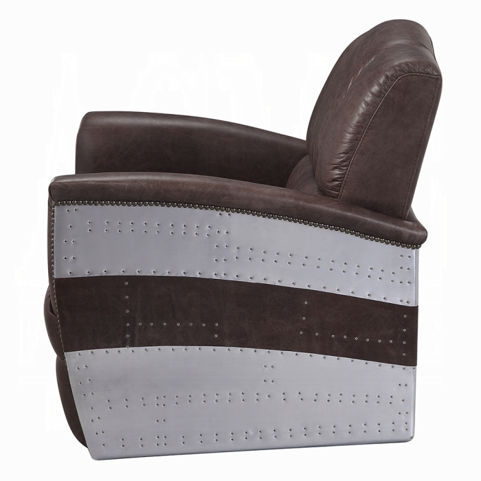 Brancaster Vintage Aviation Brown Leather Accent Chair