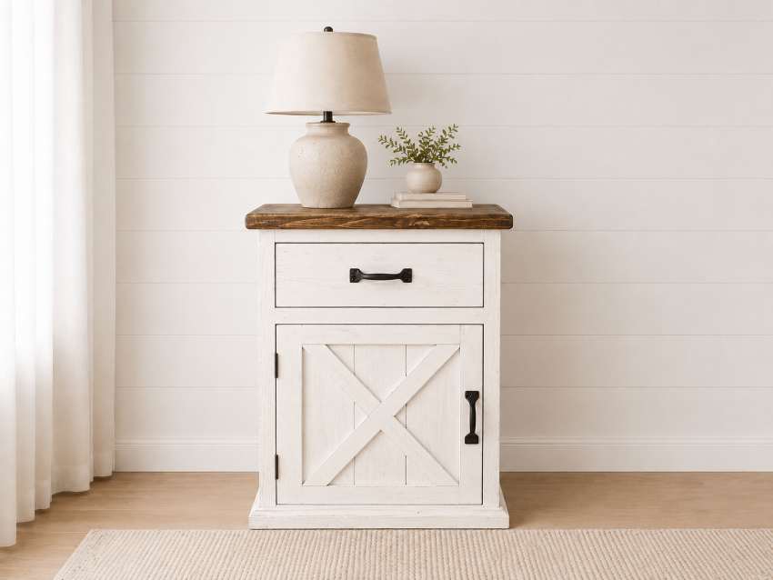 Brazos Barn Door White Farmhouse Rustic Bedroom Set
