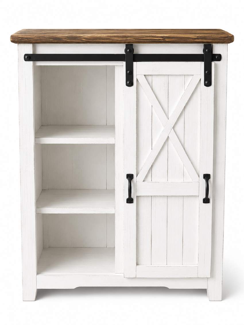 Brazos Barn Door White Farmhouse Rustic Bedroom Set