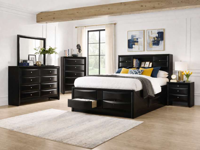 Briana Black Bedroom Set with Large Storage Bed Briana Black Bedroom Set with Large Storage Bed