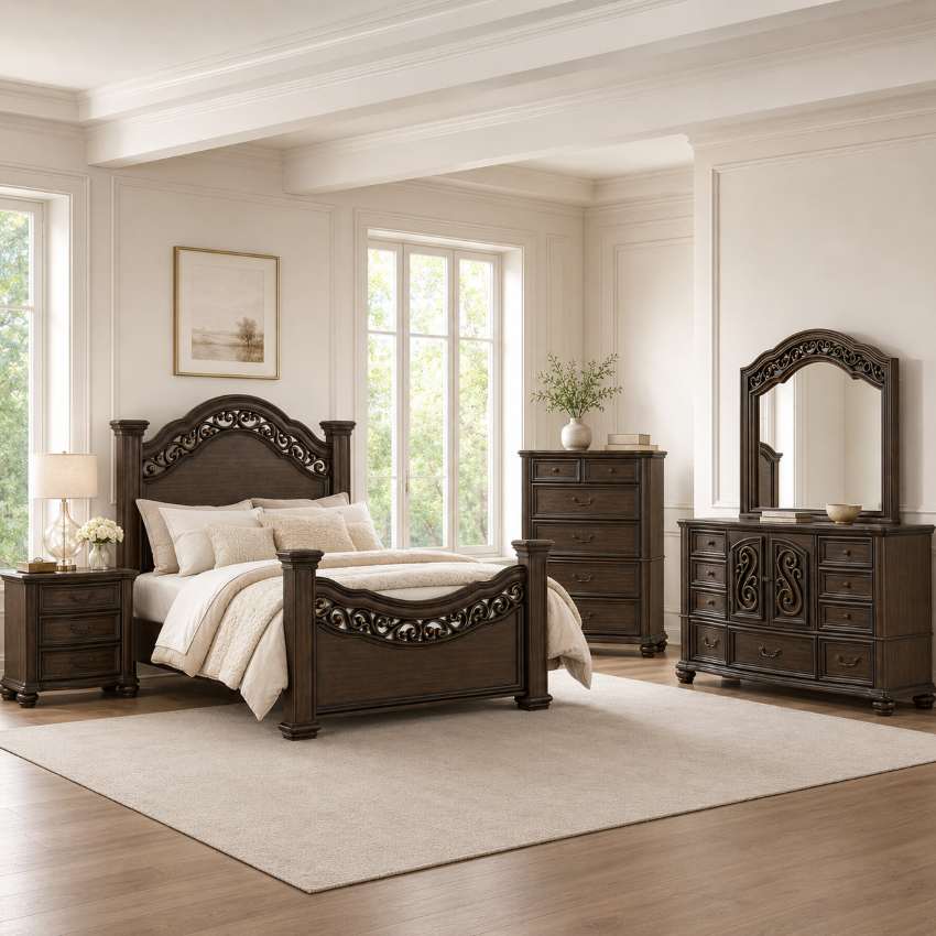 Brunswick Traditional Bedroom Set in Mahogany Finish Brunswick Traditional Bedroom Set in Mahogany Finish