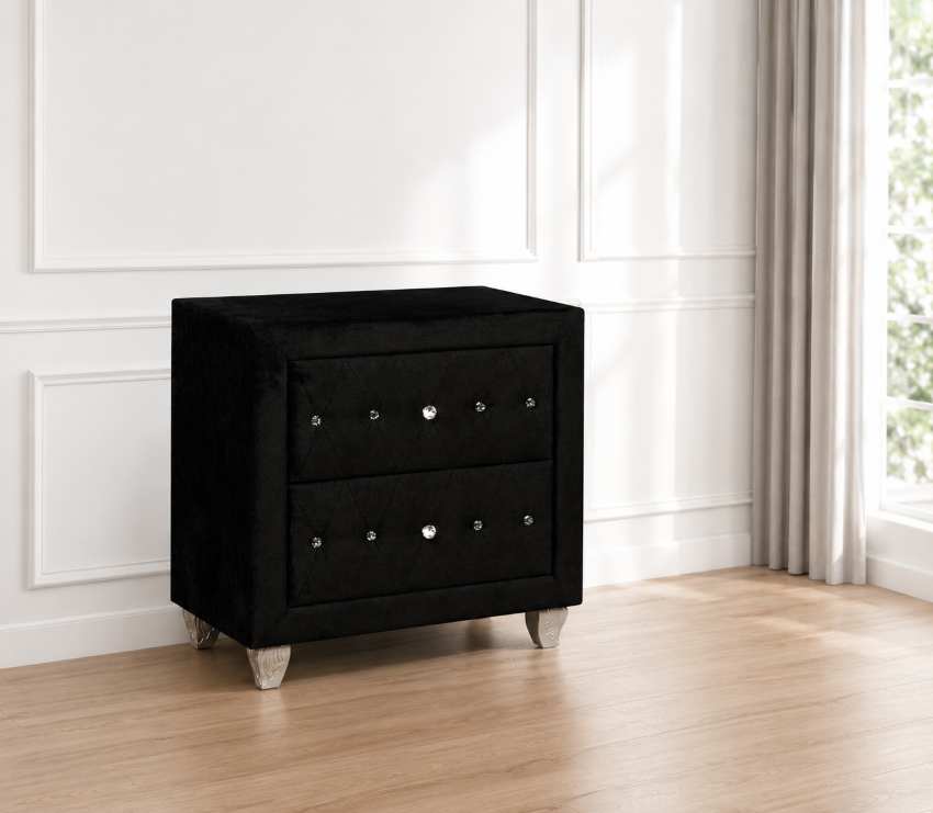 Sansom Glam Black Tufted Upholstered Round Bed Bedroom Set *Warehouse Clearance*
