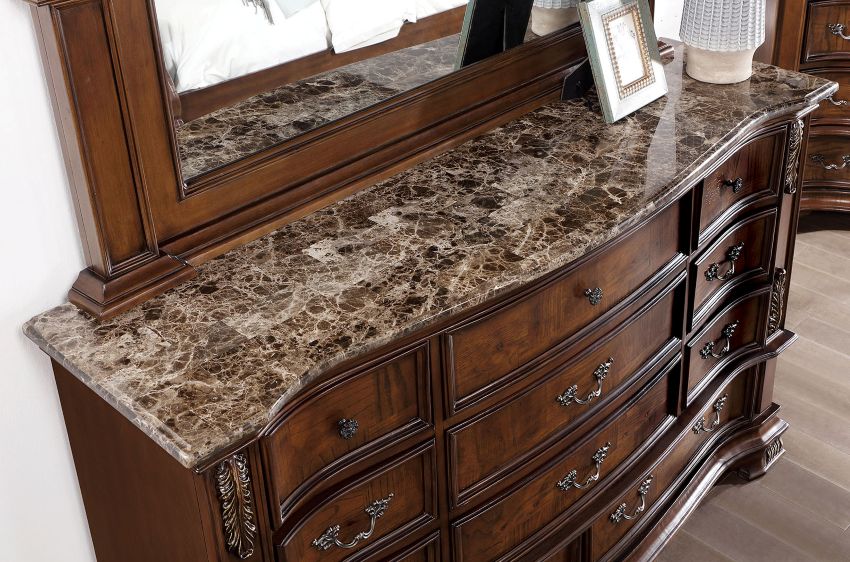 Esparanza Elegant Bedroom Set with Marble Tops