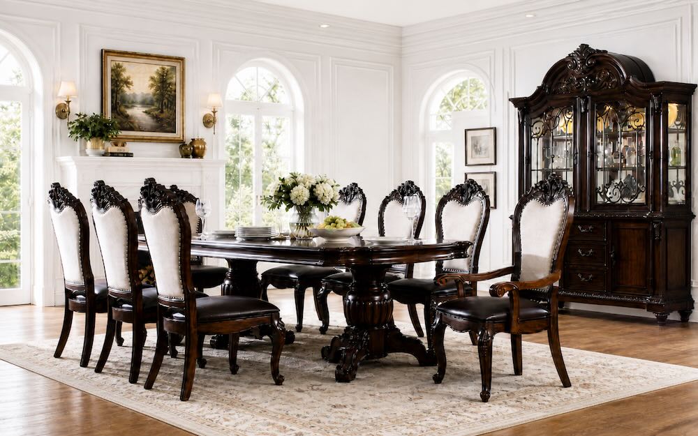 Carolina Traditional Elegant Formal 9-Piece Dining Room Set
