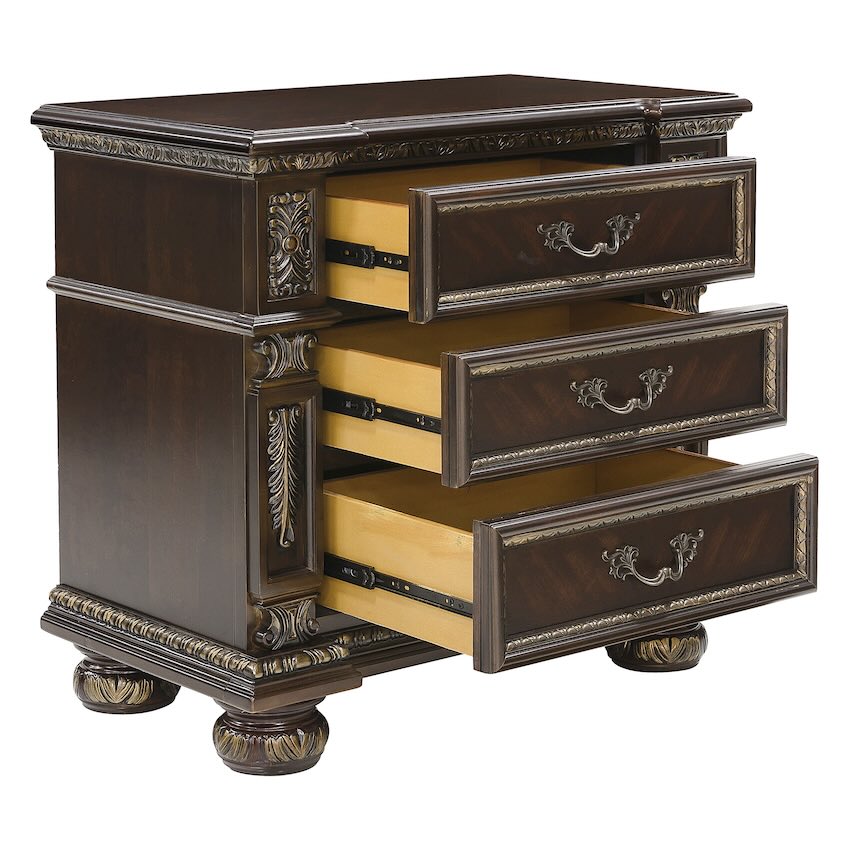 Catalonia Old World European Bedroom Set in Dark Cherry