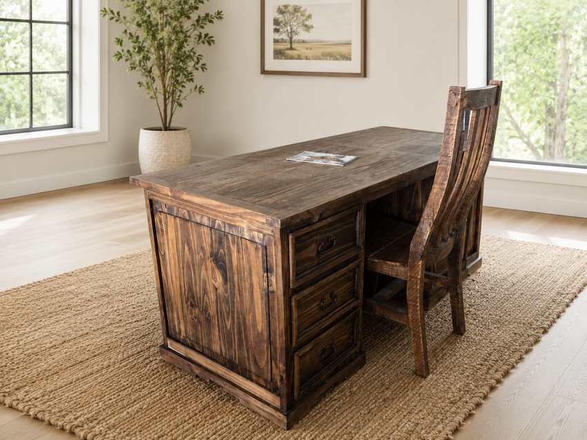 Cedar Ridge Farmhouse Rustic Executive Desk