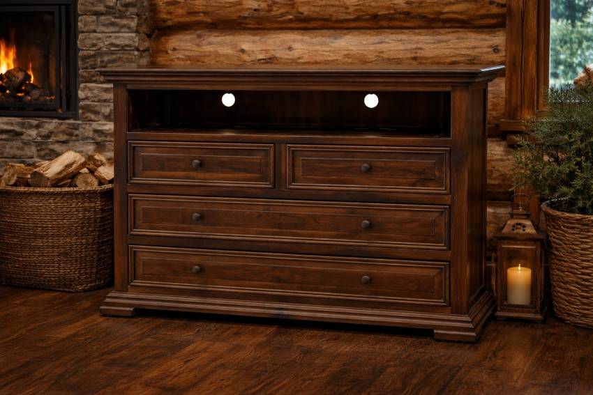 Chalet Lodge Style Rustic Bedroom Set in Brown