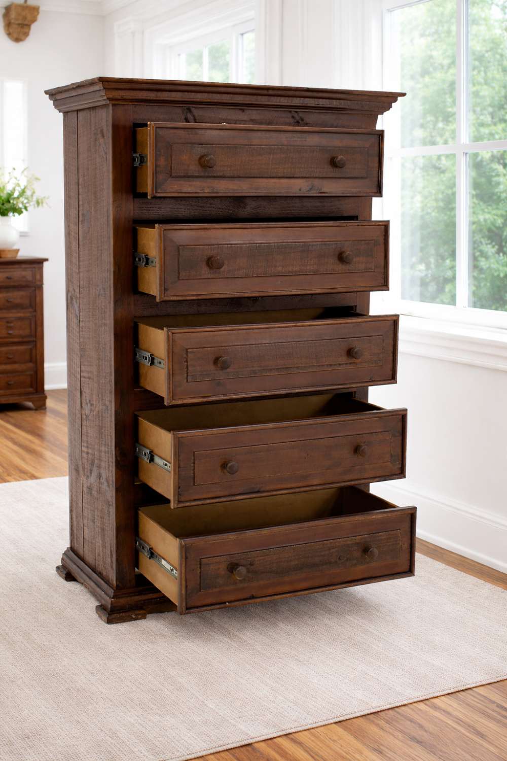 Chalet Lodge Style Rustic Bedroom Set in Brown