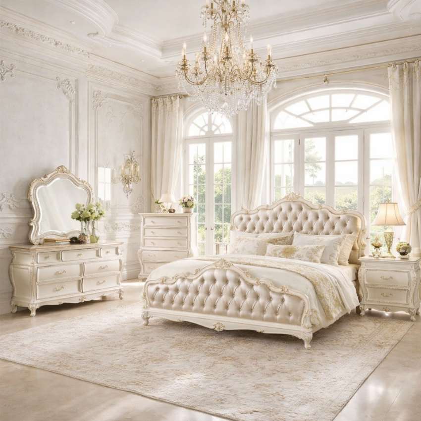 Chantelle European Luxury Pearl White Bedroom Set Chantelle European Luxury Pearl White Bedroom Set