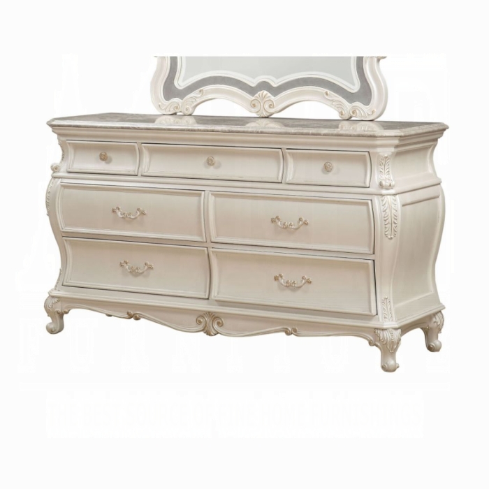 Chantelle European Luxury Pearl White Bedroom Set