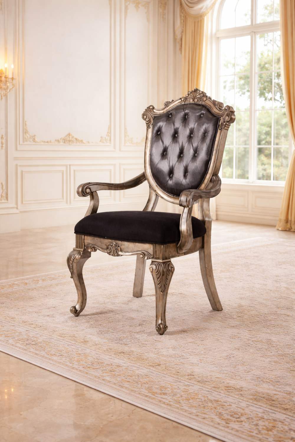 Chantelle Luxury Formal Antique Platinum 9-Piece Dining Room Set