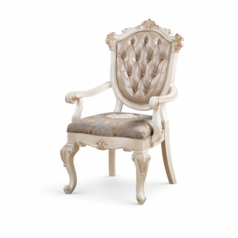 Chantelle Luxury Traditional 9-Piece Formal Dining Room Set in Pearl White