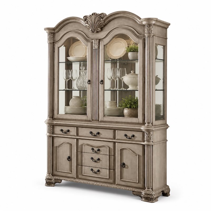 Chateau de Ville Antique White Traditional Formal 7-Piece Dining Set