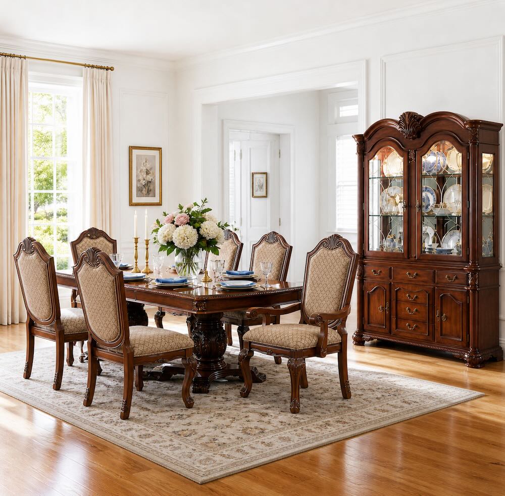 Chateau De Ville Cherry 7-Piece Traditional Formal Dining Room Set