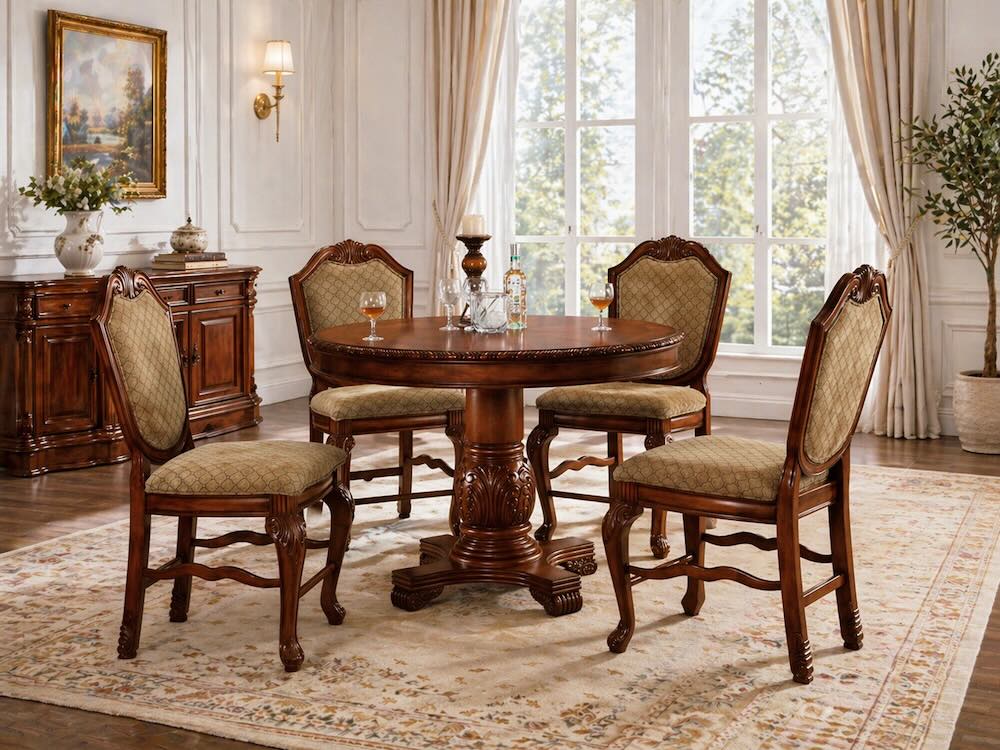Chateau De Ville Traditional Counter Height 5-Piece Dining Set in Cherry
