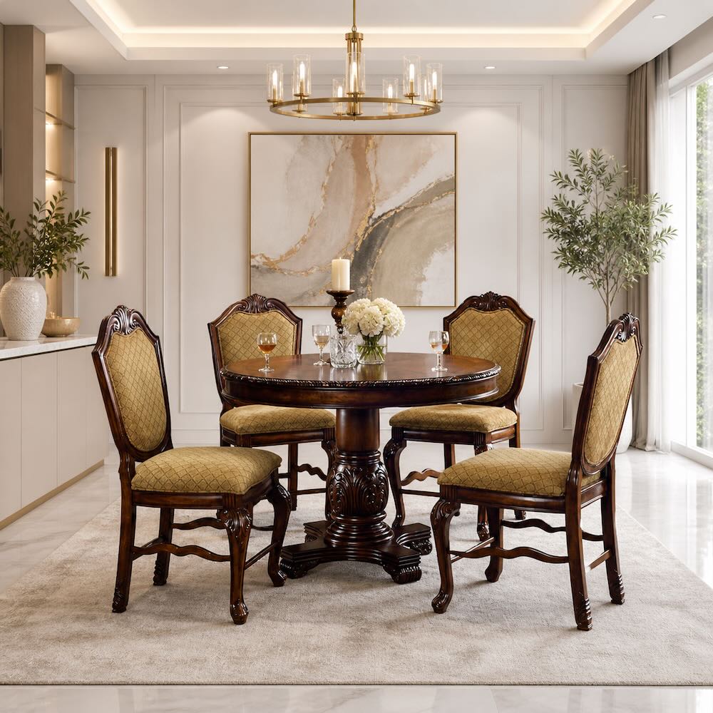 Chateau De Ville Traditional Counter Height Dining Room Set in Espresso