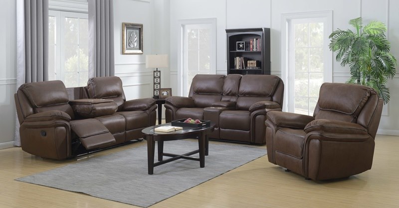 Nash Reclining Living Room Set in Chocolate