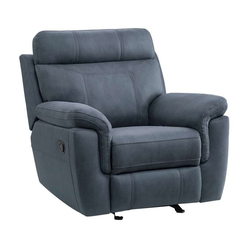 Clifton Blue Microfiber Transitional Reclining Sofa Set