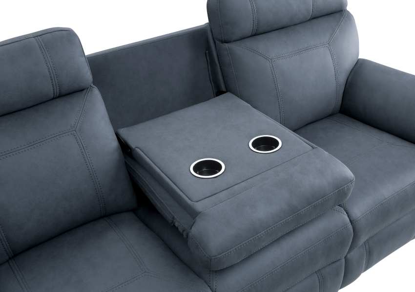 Clifton Blue Microfiber Transitional Reclining Sofa Set