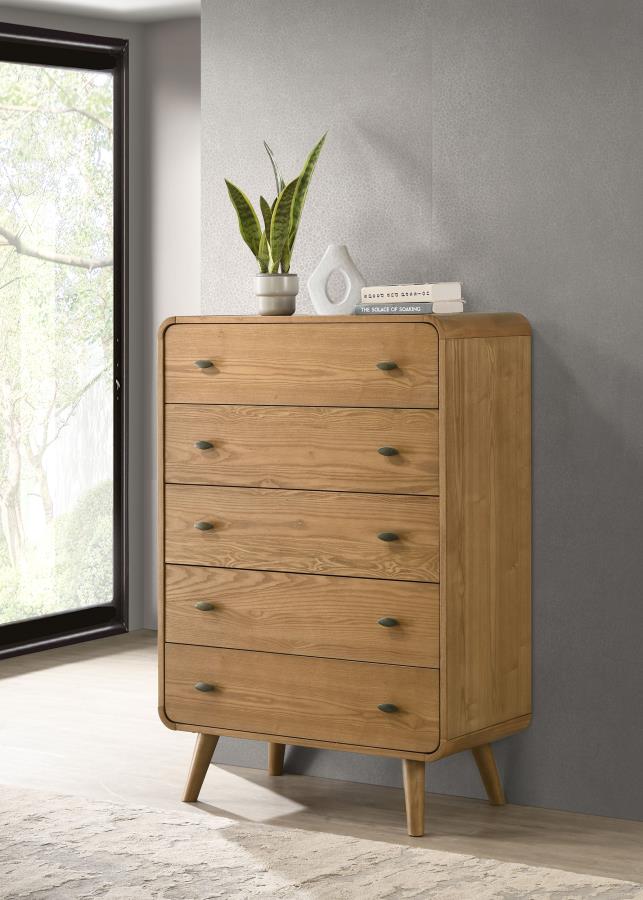 Robyn Mid-Century Bedroom Set in Light Ash