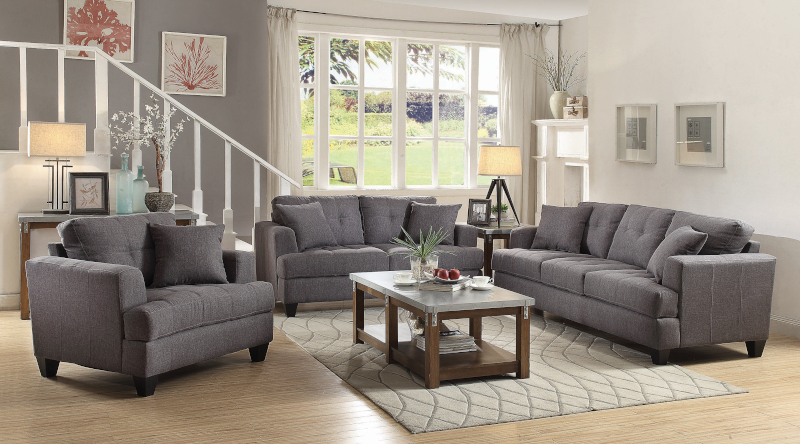 Samuel Living Room Set in Charcoal